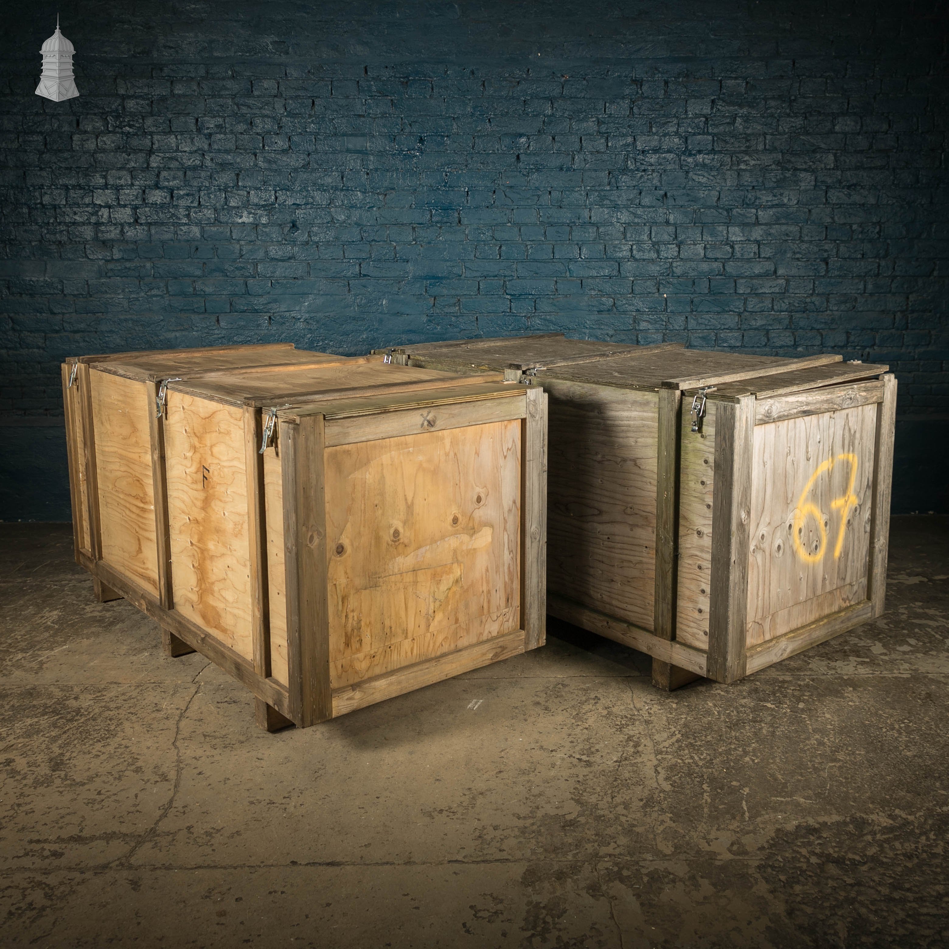 Military Shipping Crates, Pair of Wooden Aircraft Part Shipping Boxes