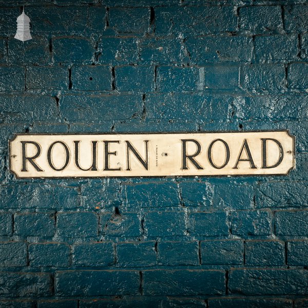 ROUEN ROAD Street Sign, Reclaimed Norwich City Street Name Plate