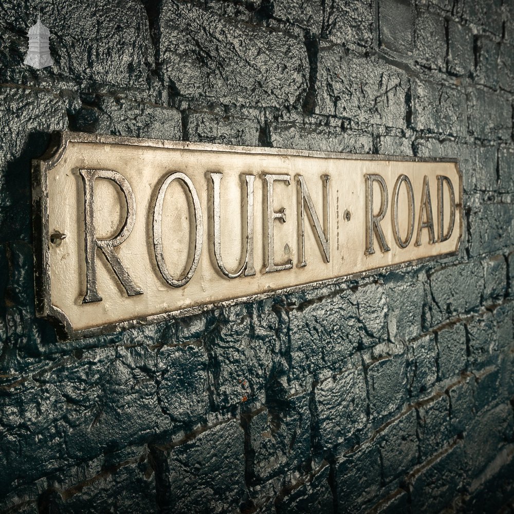 ROUEN ROAD Street Sign, Reclaimed Norwich City Street Name Plate