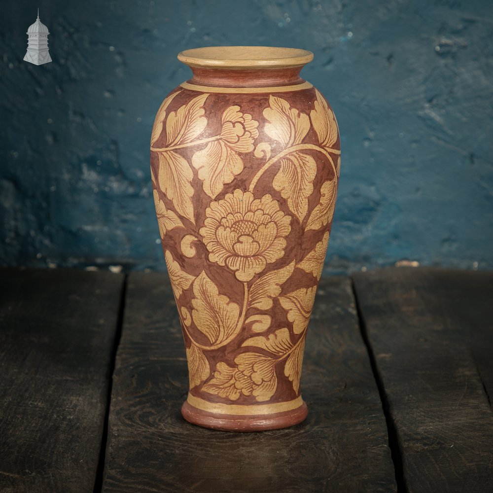 Vase, Penwork Floral Pattern