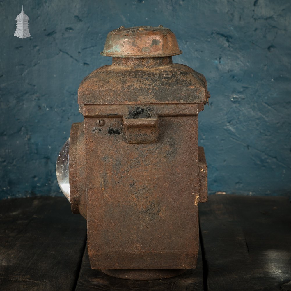 Railway Oil Lamp by The Lamp Manufacturing & Railway Supplies Ltd, Bulls Eye Glass Level Crossing Gate Lamp