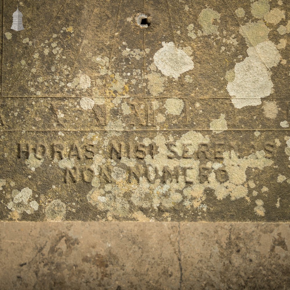 Vertical Sundial Base, 19th C Sandstone Wall Sun Dial – “I do not count the hours unless they are clear”.