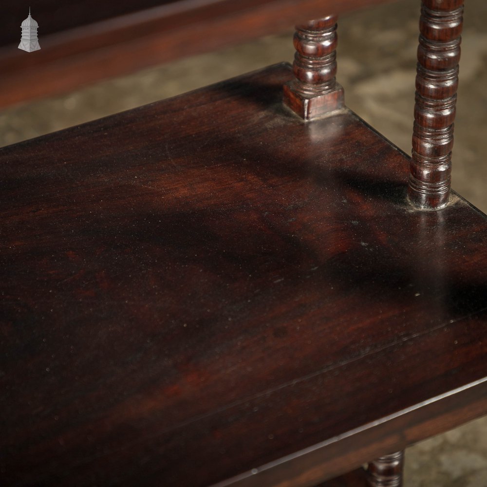 Multi-Tier Bobbin Waterfall Shelving Bookcase, 19th C Anglo Indian Ebonised Rosewood