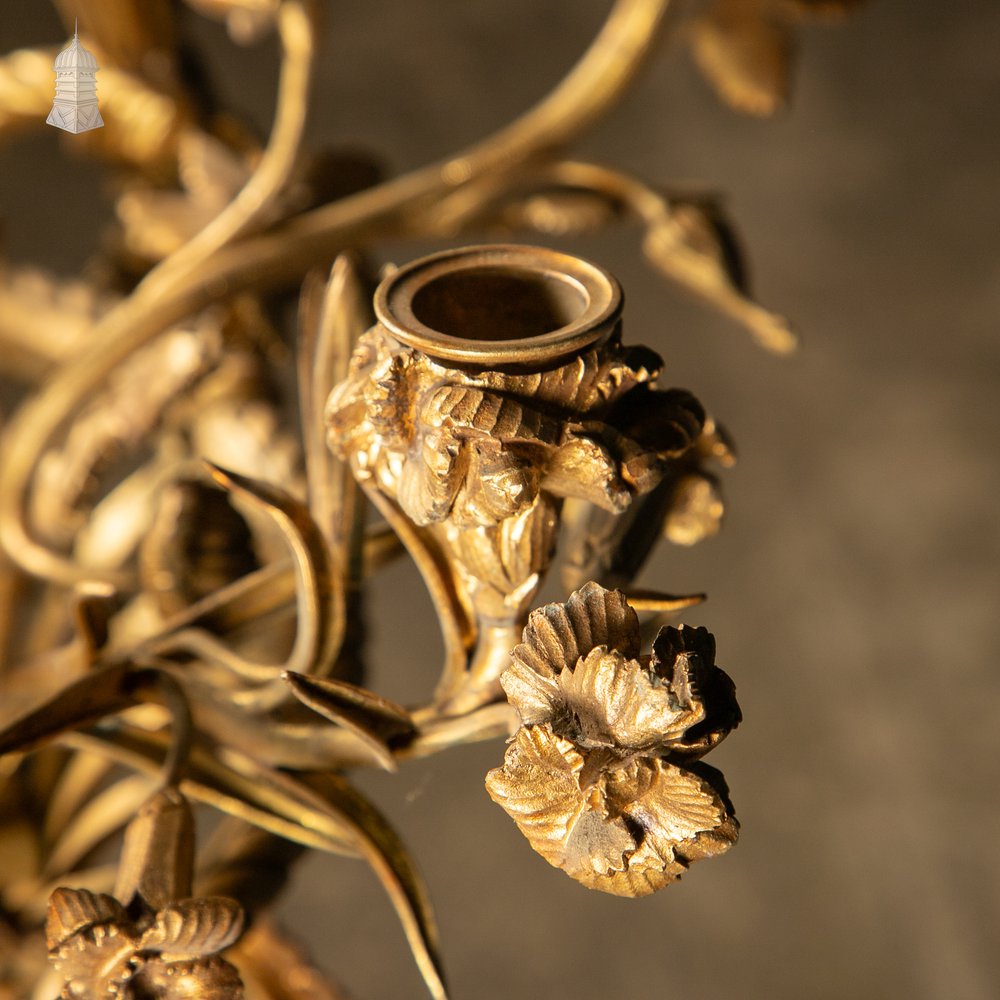 Antique Six Candle Basket Chandelier with Floral, Ribbon & Tassel Decoration