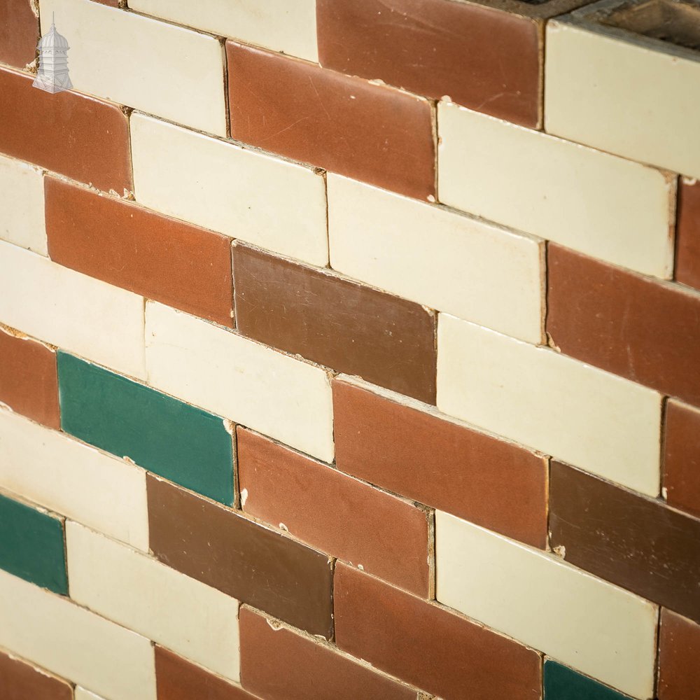 Glazed Bricks, White, Brown & Teal, Batch of 100