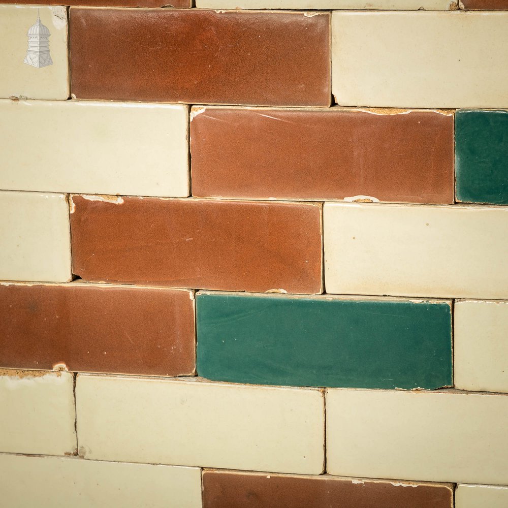 Glazed Bricks, White, Brown & Teal, Batch of 100