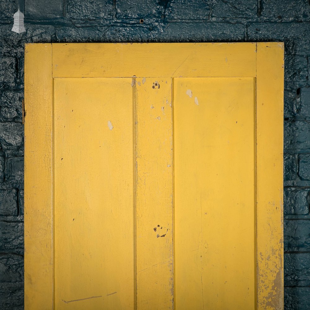 Pine Panelled Door, Victorian 4 Panel Yellow Painted