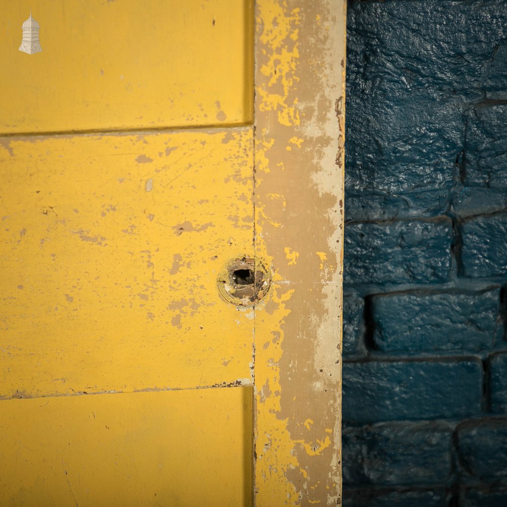 Pine Panelled Door, Victorian 4 Panel Yellow Painted