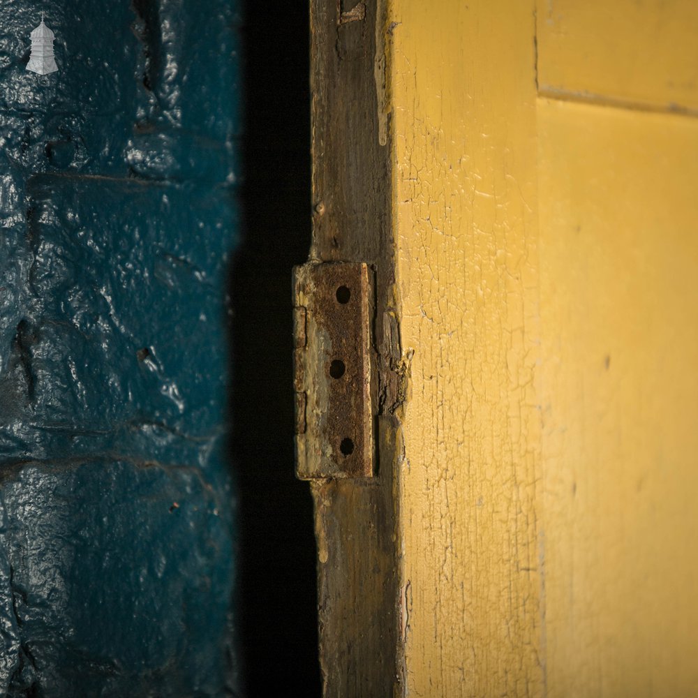 Pine Panelled Door, Victorian 4 Panel Yellow Painted