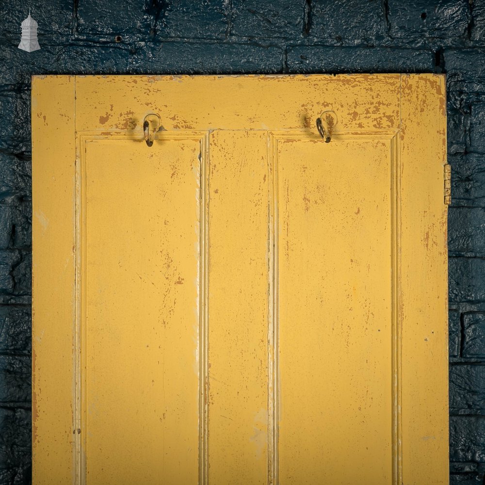 Pine Panelled Door, Victorian 4 Panel Yellow Painted