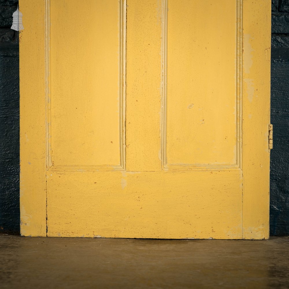 Pine Panelled Door, Victorian 4 Panel Yellow Painted