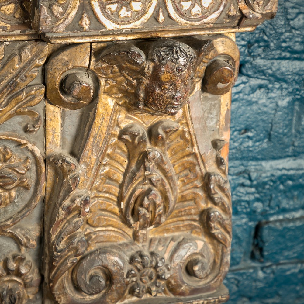 Fire Surround, 18th C, Built using 16th C Carved Wooden Elements