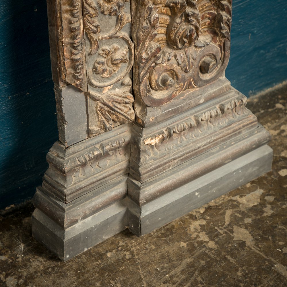 Fire Surround, 18th C, Built using 16th C Carved Wooden Elements