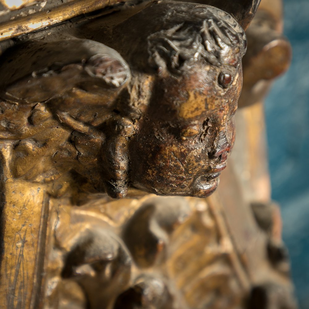 Fire Surround, 18th C, Built using 16th C Carved Wooden Elements