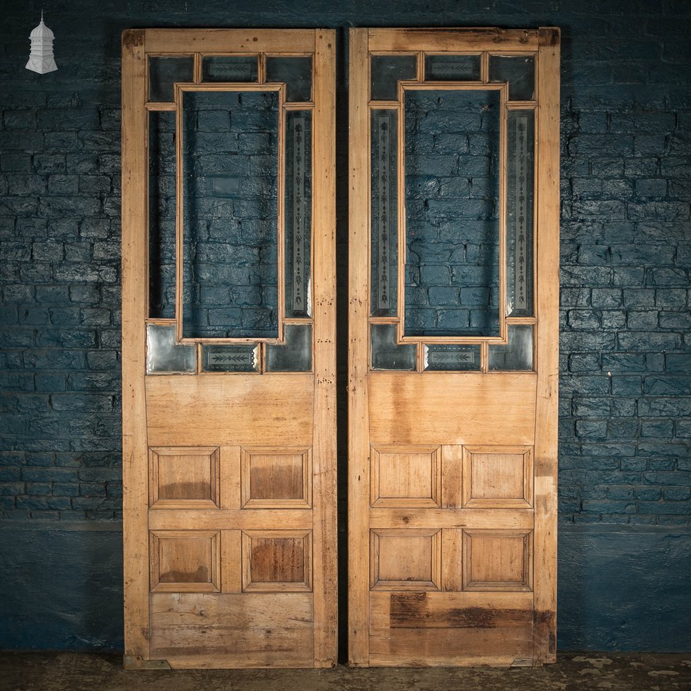 Half Glazed Doors, Moulded Panelled Mahogany, Victorian Pair