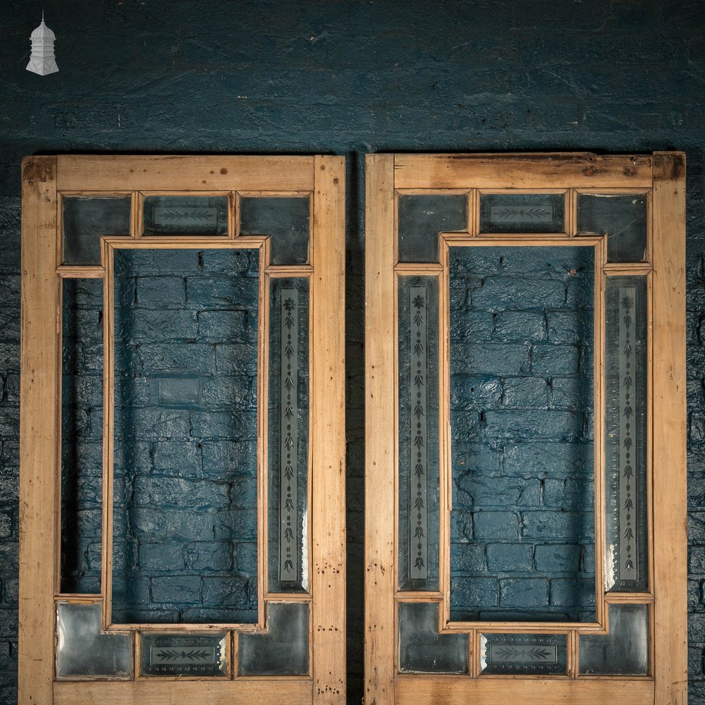 Half Glazed Doors, Moulded Panelled Mahogany, Victorian Pair