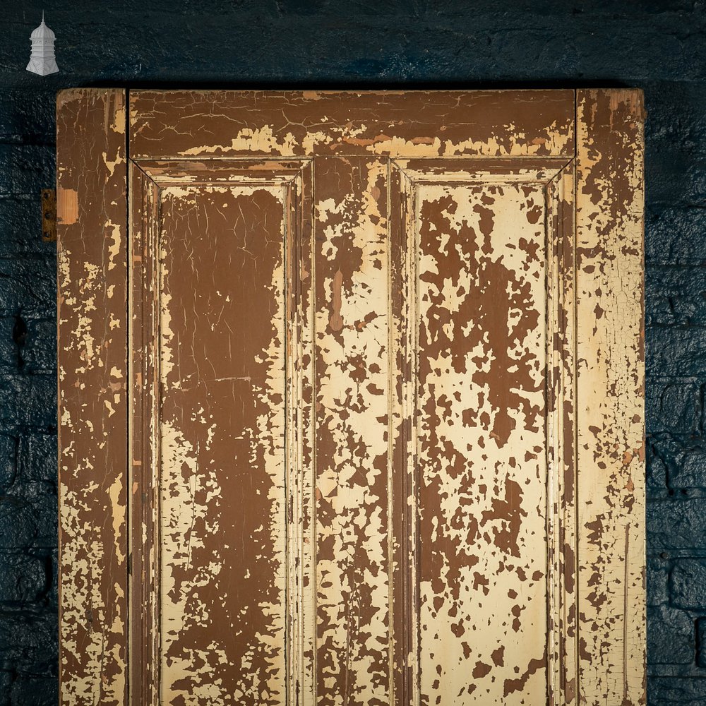 Pine Paneled Door, 4 Moulded Panel Distressed Paint