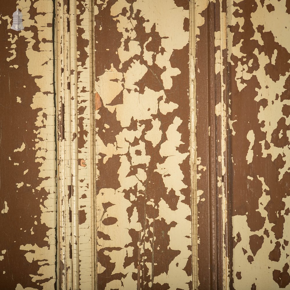 Pine Paneled Door, 4 Moulded Panel Distressed Paint