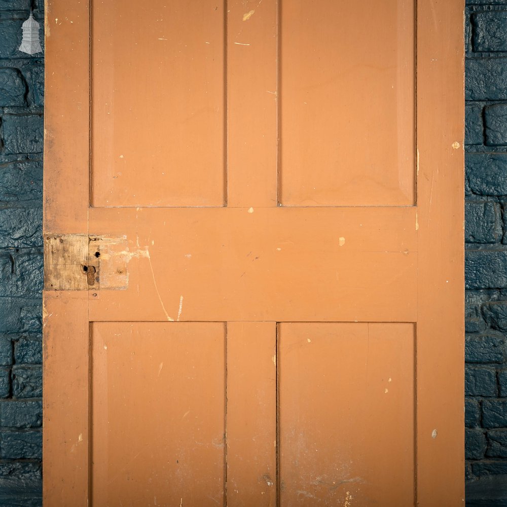 Pine Panelled Door, Victorian 4 Panel, Brown Painted Finish