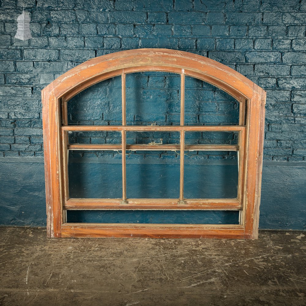 Arch-Top Sash Window, Edwardian Mahogany Construction