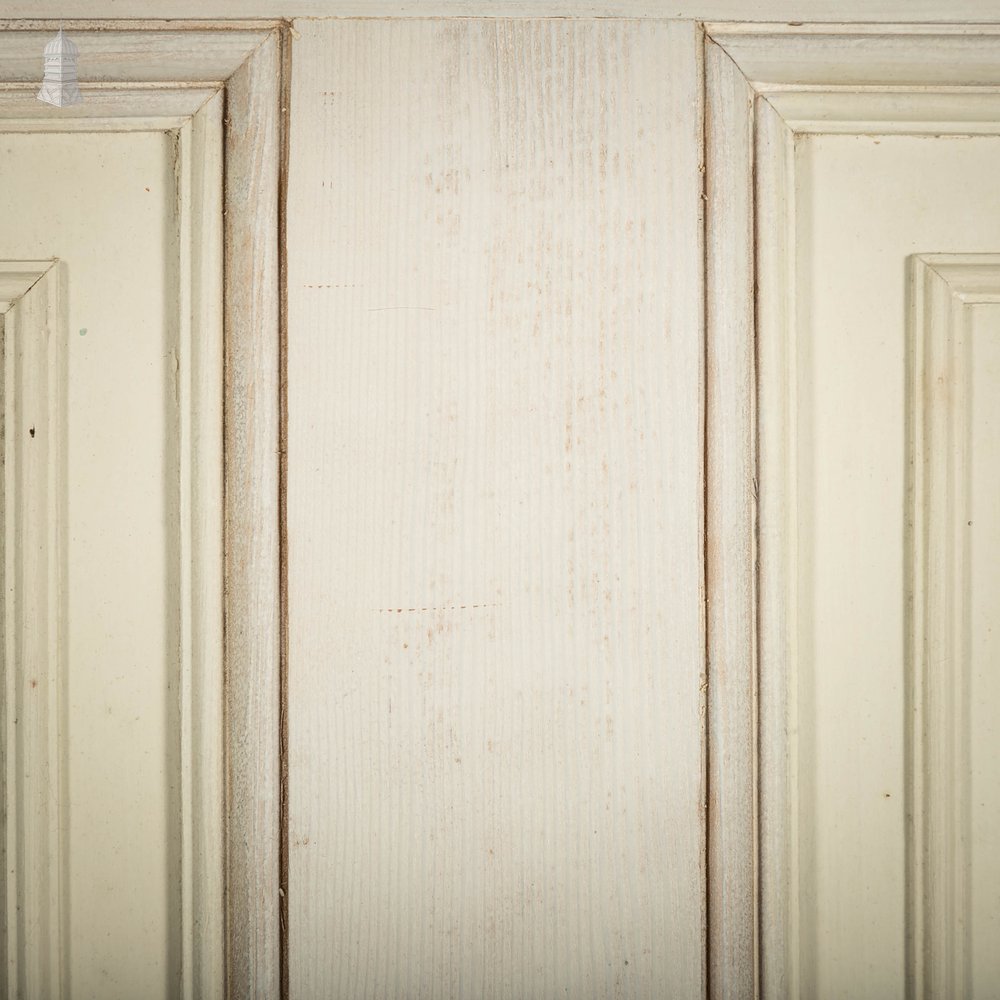 Pine Paneled Door, 6 Moulded Panel White Painted 20th C Missing Moulding