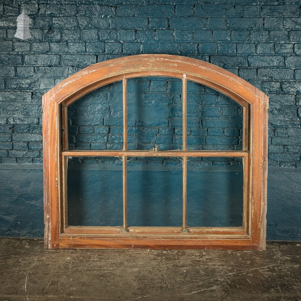 Arch-Top Sash Window, Edwardian Mahogany Construction