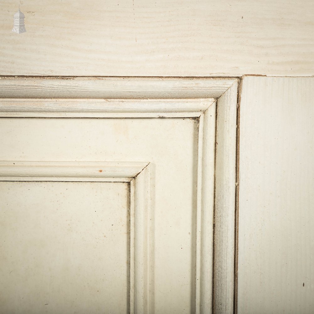 Pine Paneled Door, 6 Moulded Panel White Painted 20th C Missing Moulding