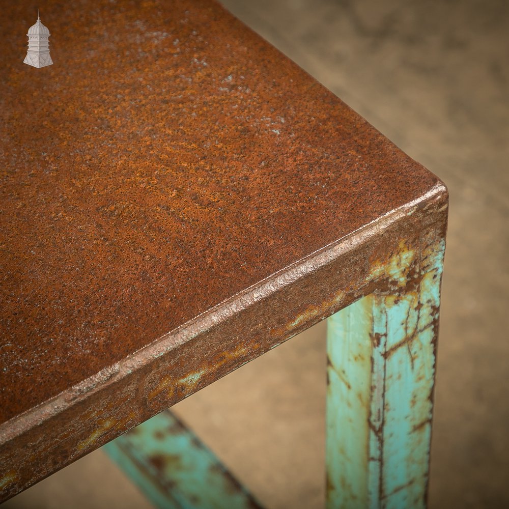 Industrial Steel Workbench with Waxed Rust Patina