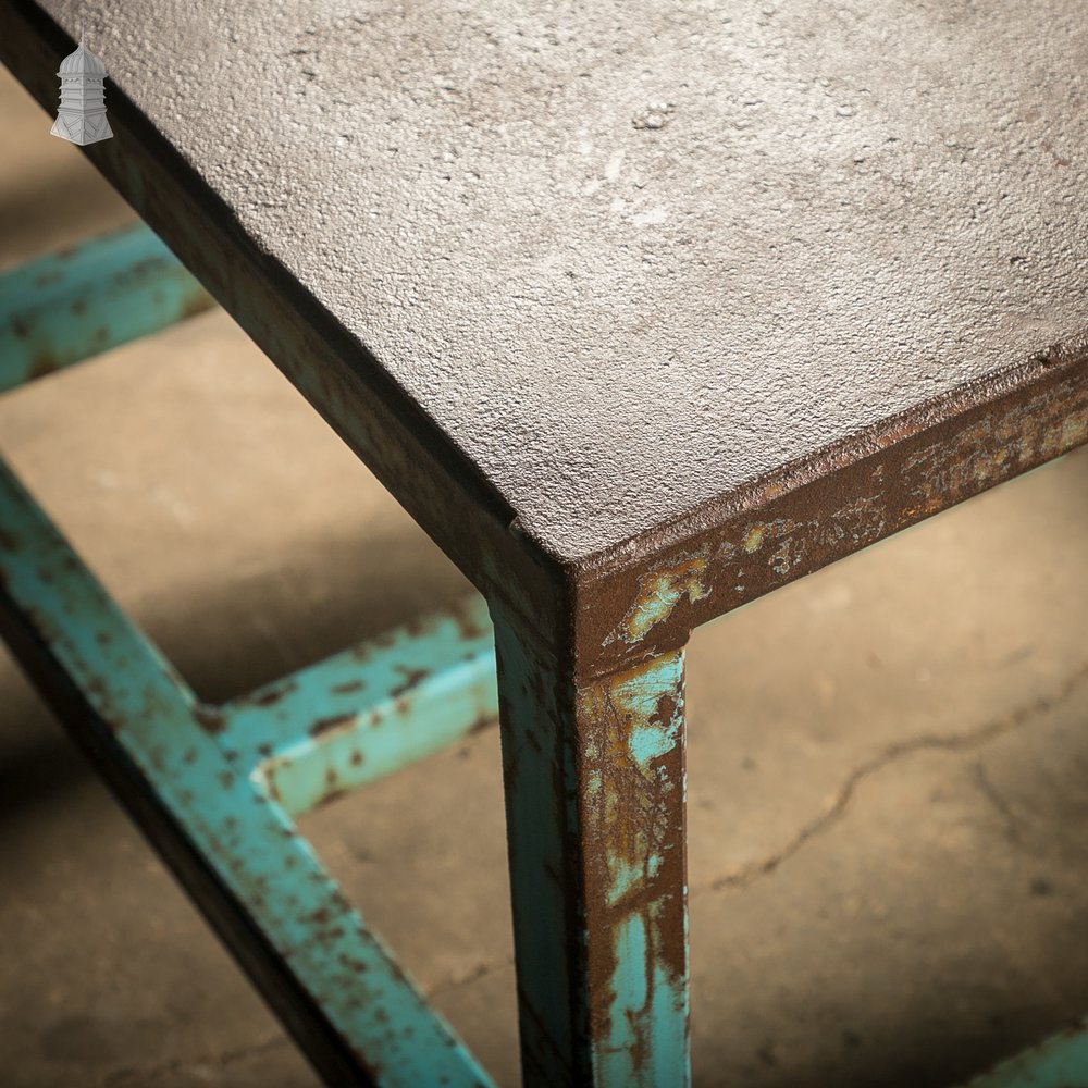Industrial Steel Workbench with Waxed Rust Patina