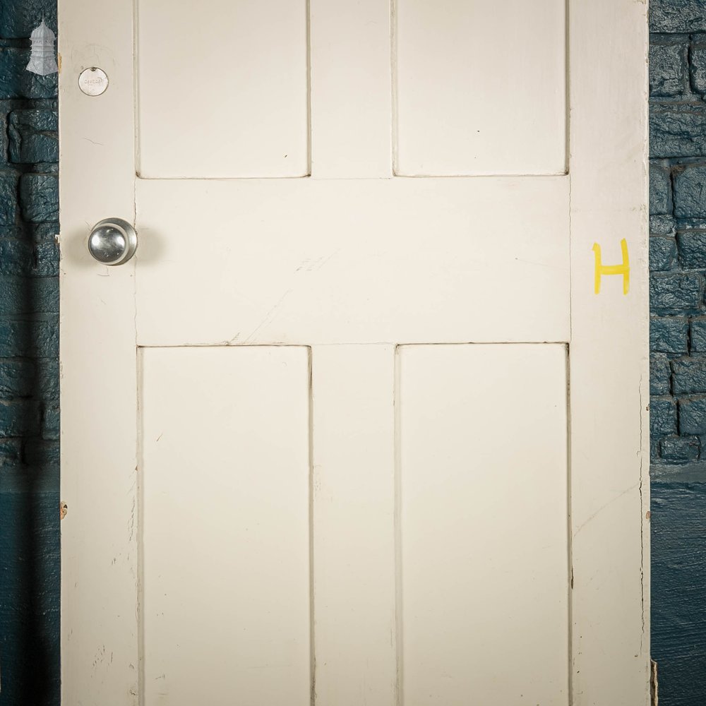 Pine Panelled Doors, Victorian 4 Panel, White Painted Pair