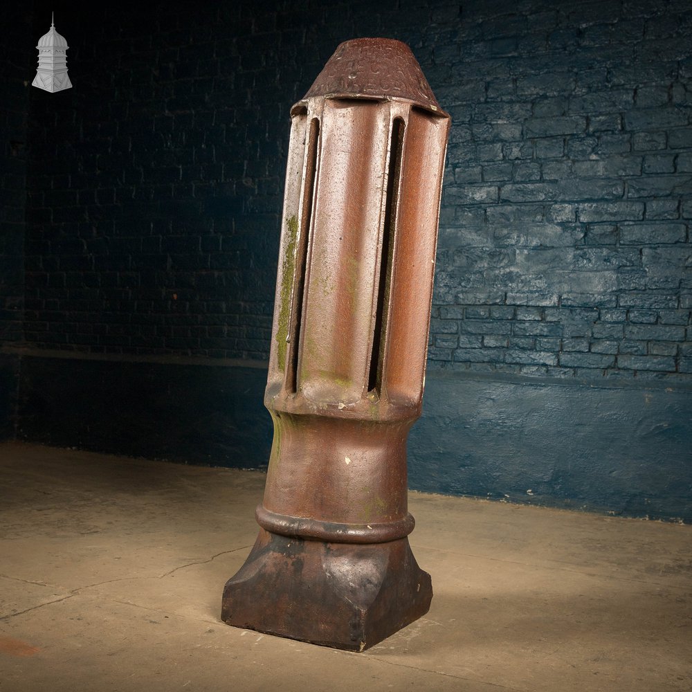 Louvered Chimney Pot, Tall Salt Glazed Terracotta