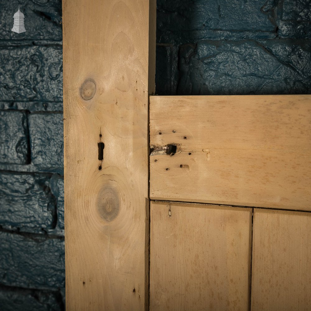 Glazed Pine Door, Edwardian Framed Plank and Ledge