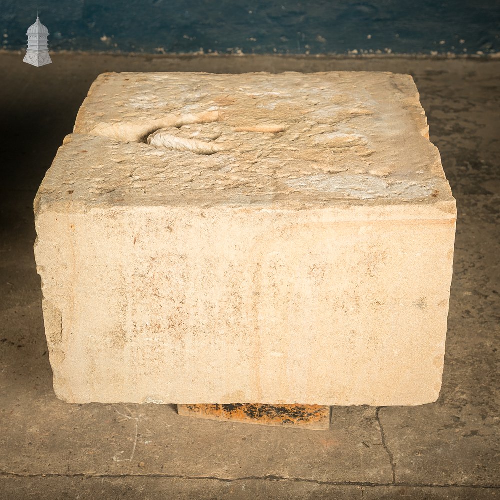 Gate Pier Blocks with Carved Hinge Anchor Recesses, Reclaimed York Stone