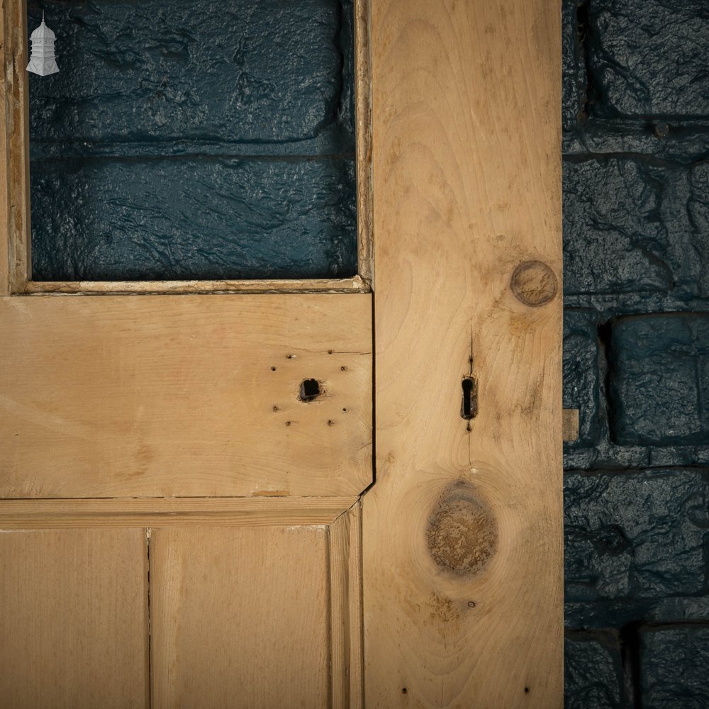 Glazed Pine Door, Edwardian Framed Plank and Ledge