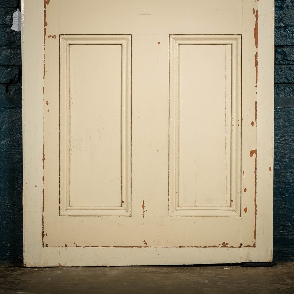 Half Glazed Door, 3 Moulded Panel White Painted Pine Textured Glass