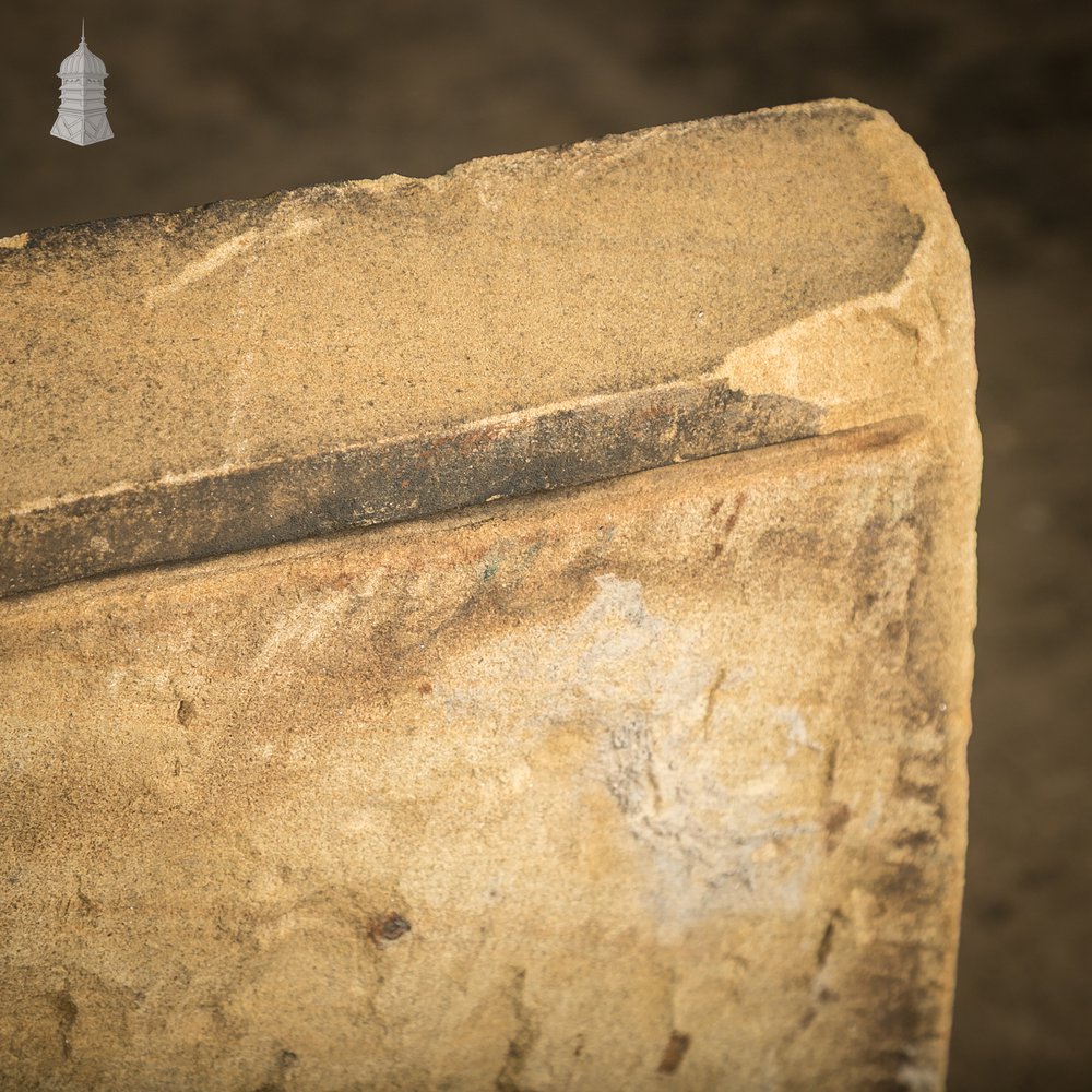 Single-Pitch Wall Coping Stones, Pair of Large Reclaimed Plinths
