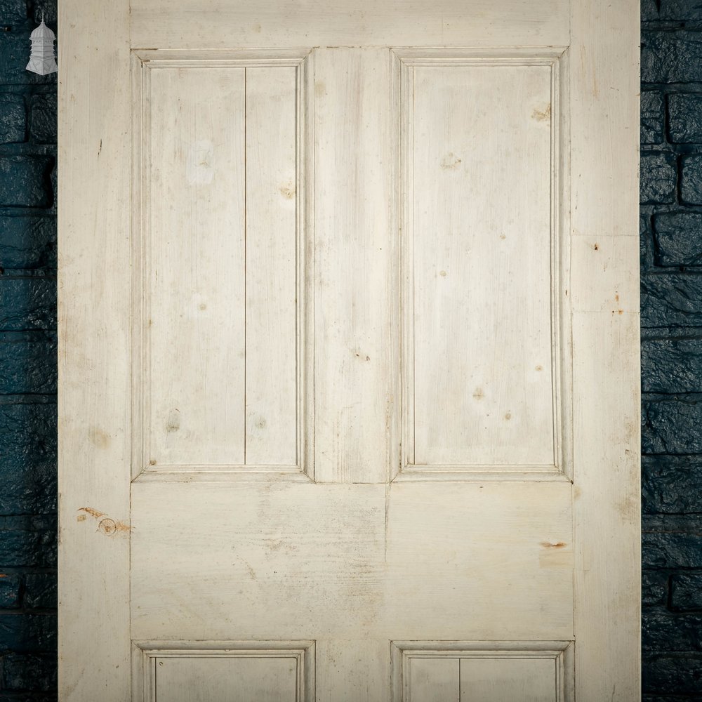 Pine Paneled Door, 6 Moulded Panel White Painted 20th C