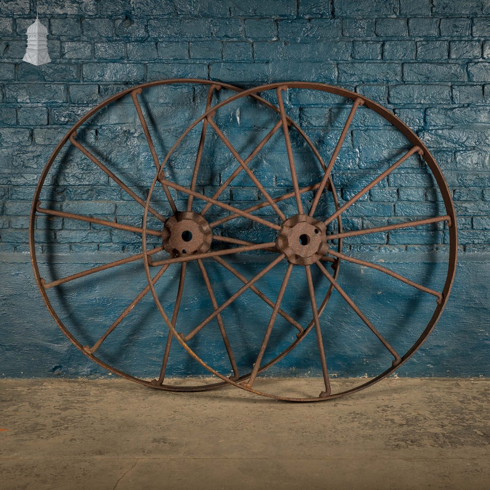 Pair of Cart Wheels, Large Vintage Metal Wheels