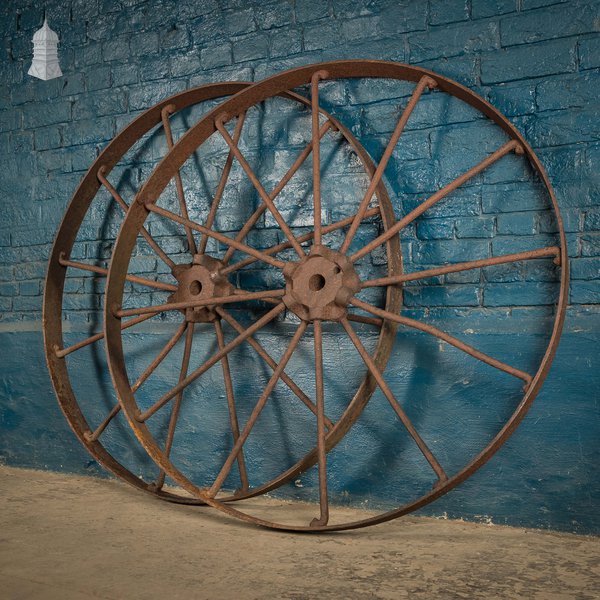Pair of Cart Wheels, Large Vintage Metal Wheels