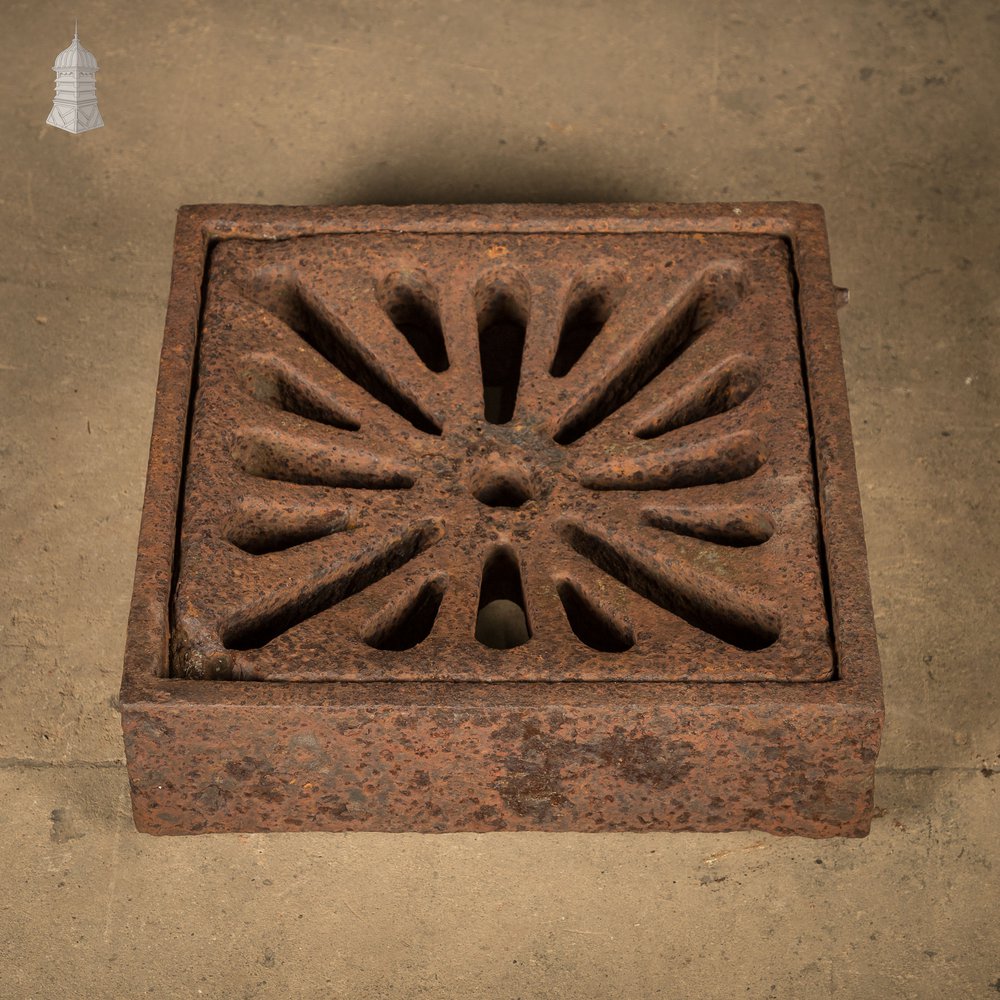 Drainage Grate with Lid, Reclaimed Cast Iron Drain