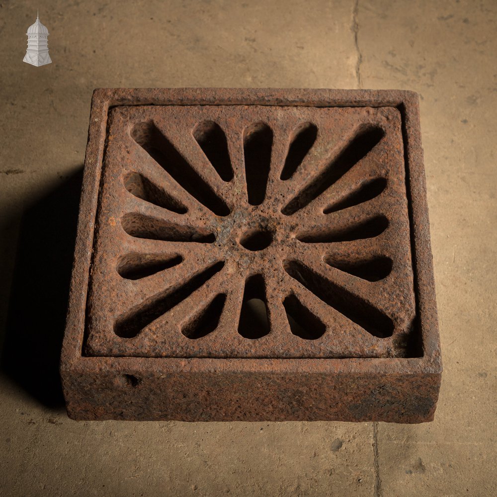 Drainage Grate with Lid, Reclaimed Cast Iron Drain