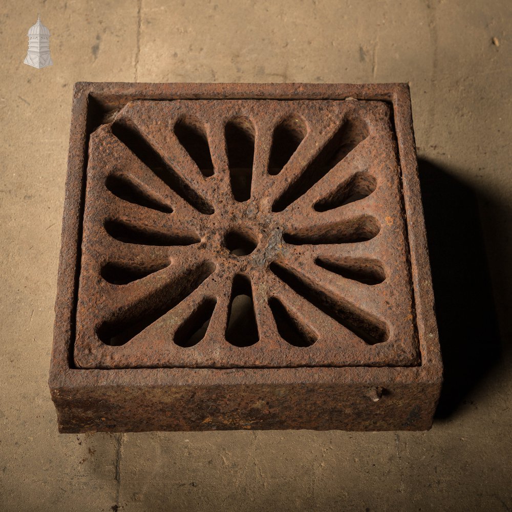 Drainage Grate with Lid, Reclaimed Cast Iron Drain