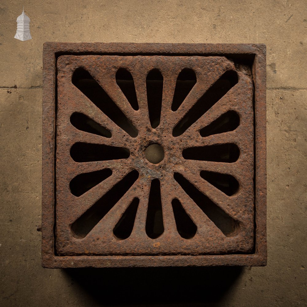 Drainage Grate with Lid, Reclaimed Cast Iron Drain