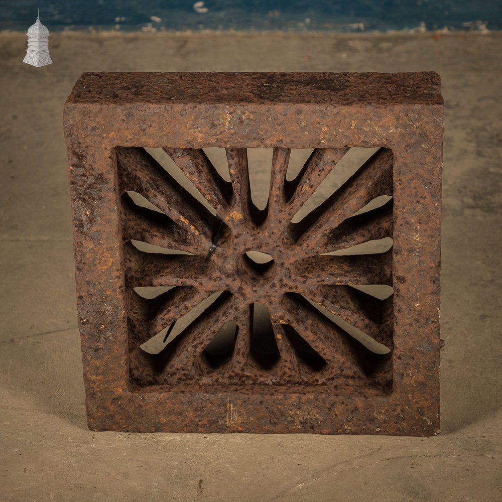 Drainage Grate with Lid, Reclaimed Cast Iron Drain