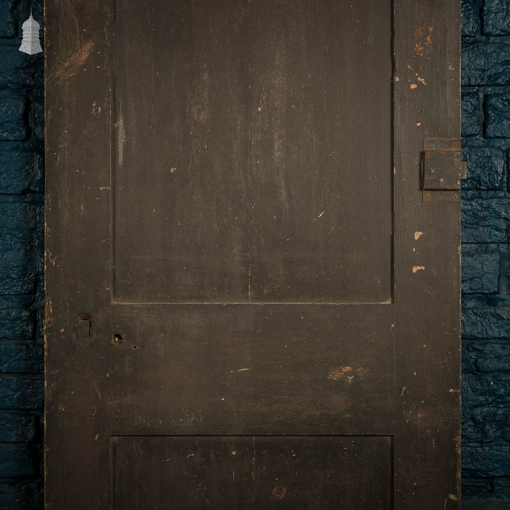 Pine Paneled Cupboard Door, 2 Panel Black Painted