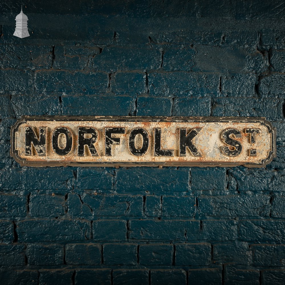 "NORFOLK ST", Vintage Cast Iron Street Sign, Original Painted Finish