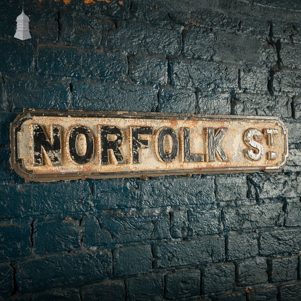 "NORFOLK ST", Vintage Cast Iron Street Sign, Original Painted Finish