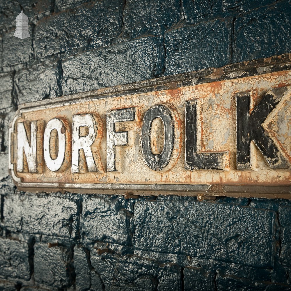 "NORFOLK ST", Vintage Cast Iron Street Sign, Original Painted Finish
