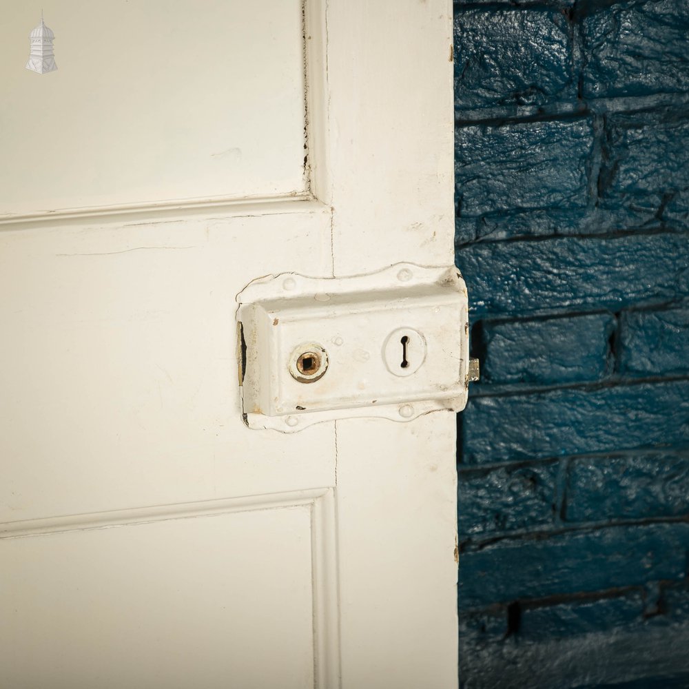 Pine Panelled Door, Moulded 19th C 4 Panel, White Painted