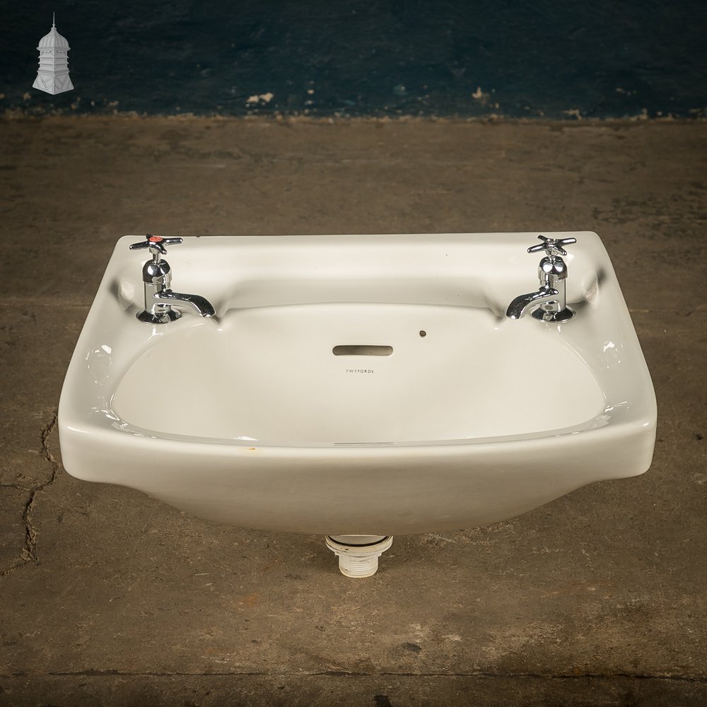Vintage Twyfords Wall-Hung Basin with Chrome Pillar Taps